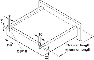 Prowadnica Favorit A30 ham. clip 3D, 400 mm (433.03.753)