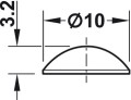 Odbojnik bezbarwny Silikonowy D=10 mm, h=3,2 mm (356.27.412)
