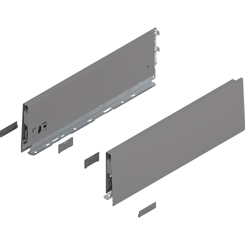MERIVOBOX - Boki Szuflad wys. K (129 mm), L-400 mm, Szary indium kpl. (470K4002S IG-M)