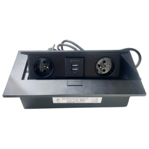 Port FLEXI2 2x230V, 2xUSB Czarny z przewodem