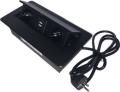 Port OVAL 2x230V, 2xUSB - Czarny z przewodem
