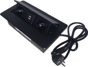 Port OVAL 2x230V, 2xUSB - Czarny z przewodem
