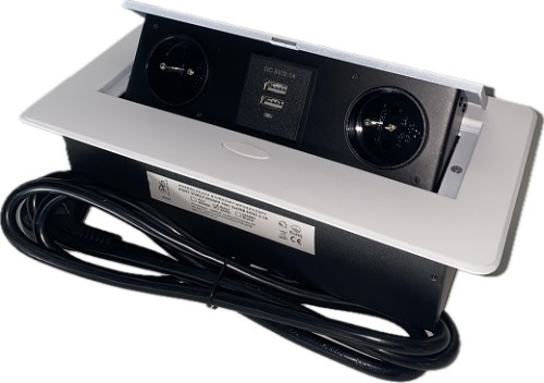 Port OVAL 2x230V, 2xUSB - Biały z przewodem