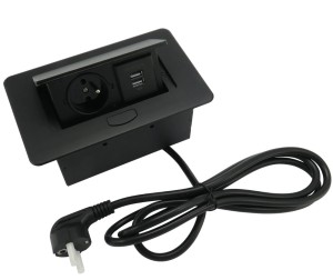 Port ARON 1x230V, 2XUSB-A Czarny z przewodem, wersja mini