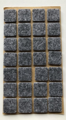Podkładka filcowa szara kwadrat, 20x20mm, h 3mm