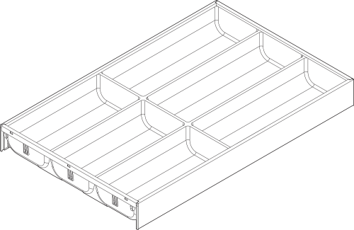 AMBIA-LINE Wkład na sztućce do LEGRABOX L=500, szer=300 - 6 przegródka na sztućce - Biały (ZC7S500BS3 SW-M)